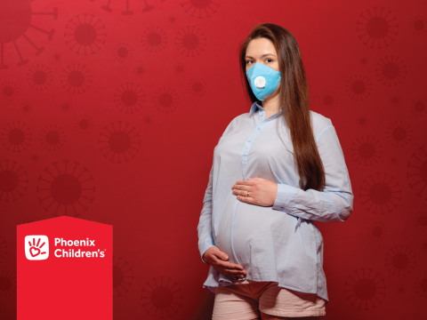pregnant with mask on