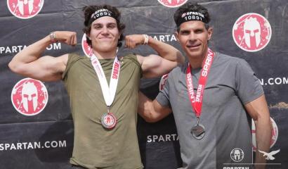 Alex his dad John participating in the 2022 Spartan Race