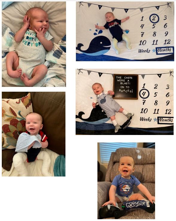 Collage of photos of infant