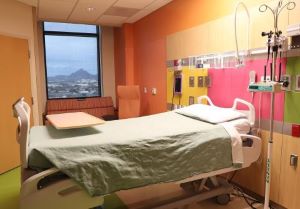 Photo of hospital room with bed