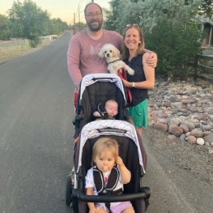 Family of 4 taking a walk