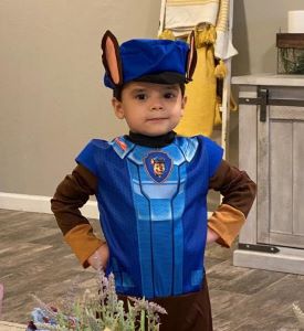 Toddler in Paw Patrol costume