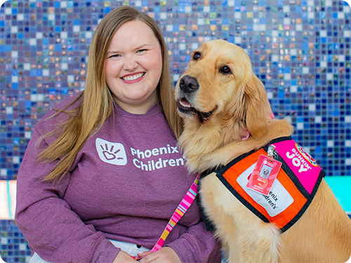 Breanna and animal therapy dog, Sparky