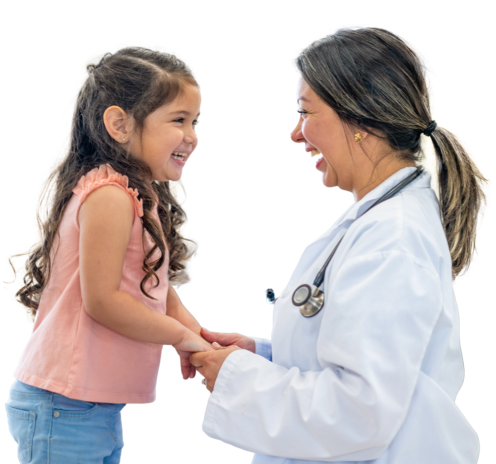 Provider laughing with happy child at Appointment