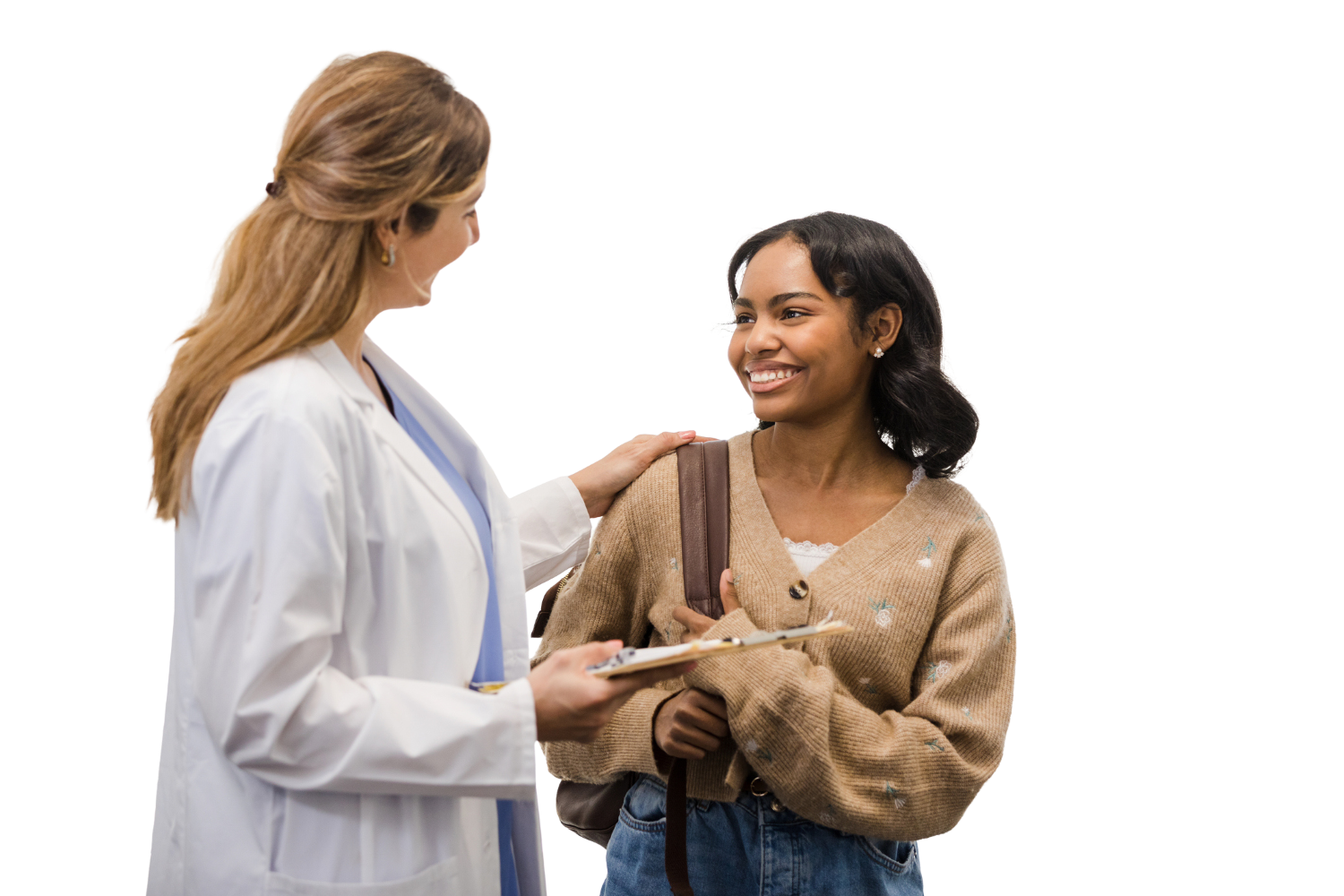 Provider and teenage patient smiling