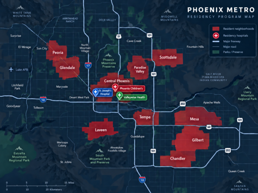 Map of Phoenix and surrounding cities