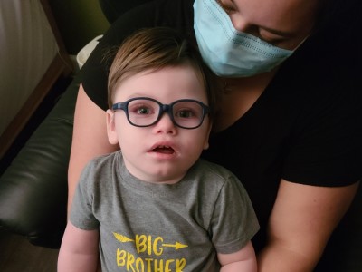 Toddler wearing glasses