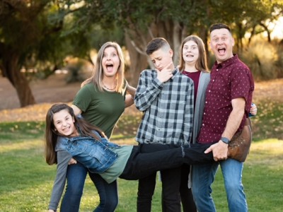 Family of 5 being silly