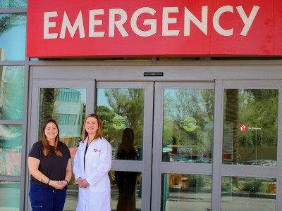 Providers in front of Emergency Room doors