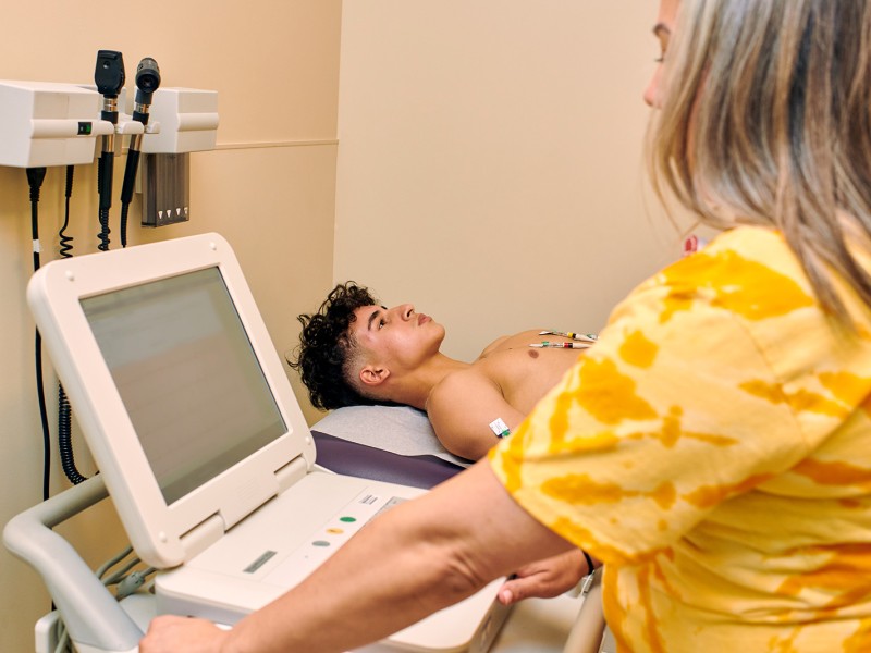 Teen getting an EKG