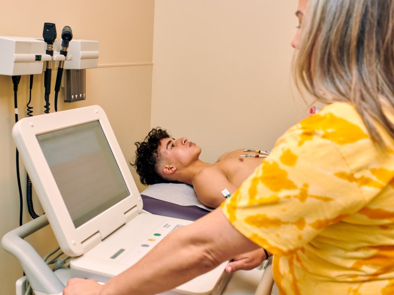 Teen getting heart scan