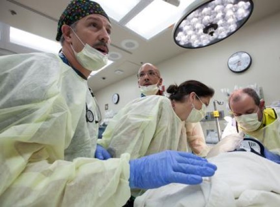 Trauma surgeons in action