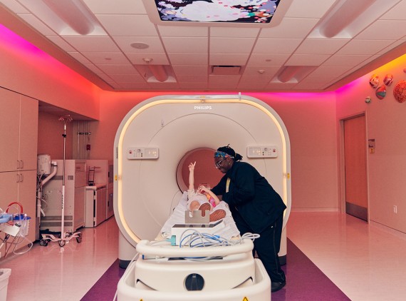 Child getting a cat scan