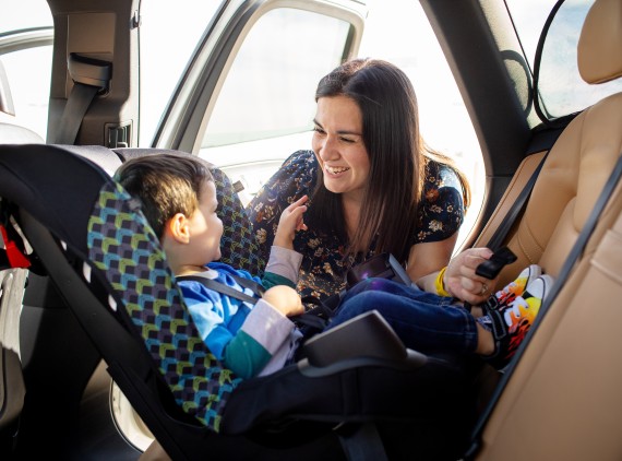 Child in rear-facing car seat