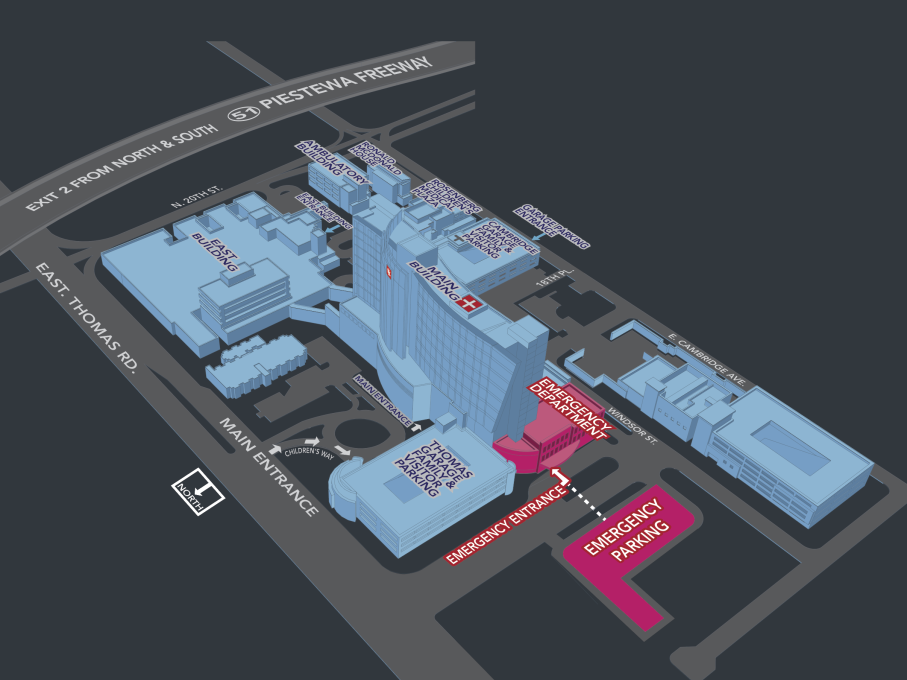 Phoenix Children's Hospital - Thomas Campus ED Parking Map