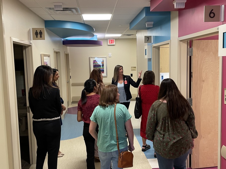 Tour group viewing hospital space