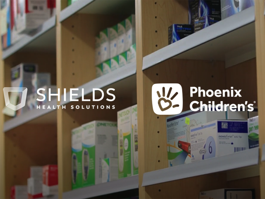 Shields Health Solutions and Phoenix Children's logos in white