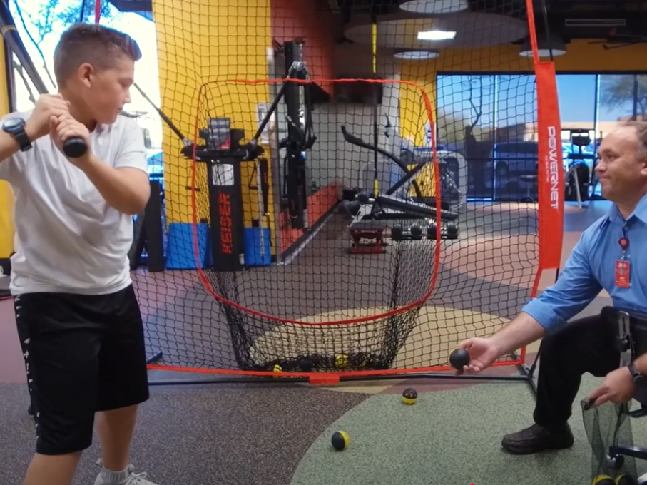 Young athlete in sports medicine gym