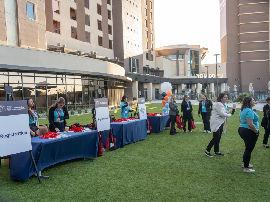 Registration table outside at EMS conference