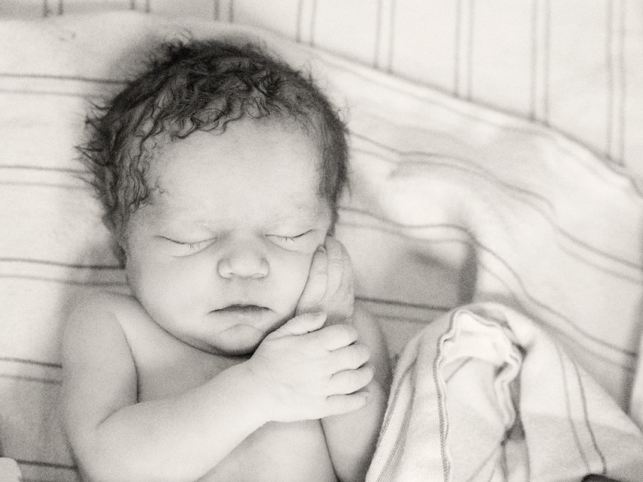Black and white photo of infant