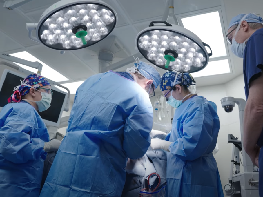 Surgeons performing an awake brain surgery