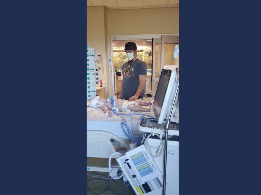 Toddler in hospital bed