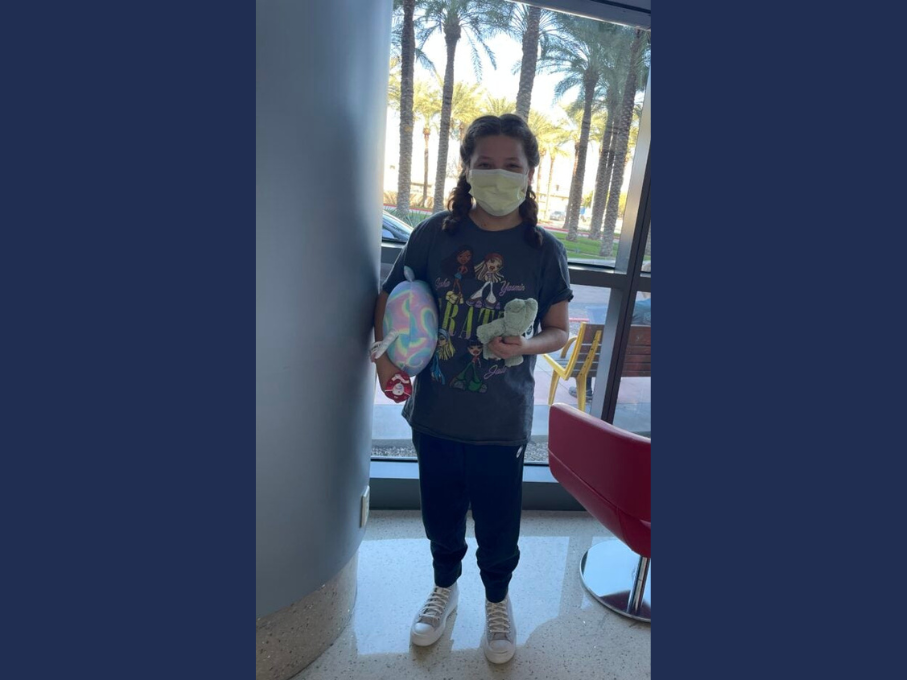 Female patient wearing mask