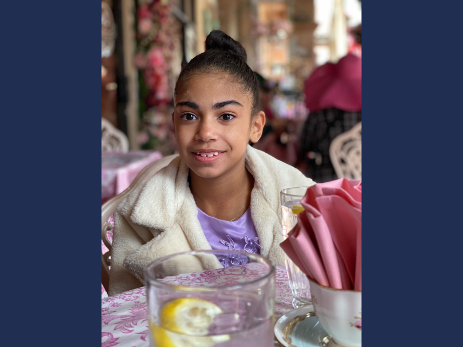 Girl in white plush coat