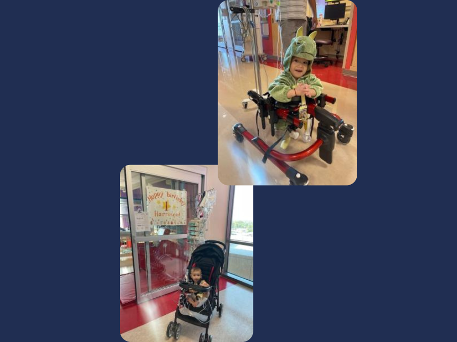 Double image of toddler in stroller