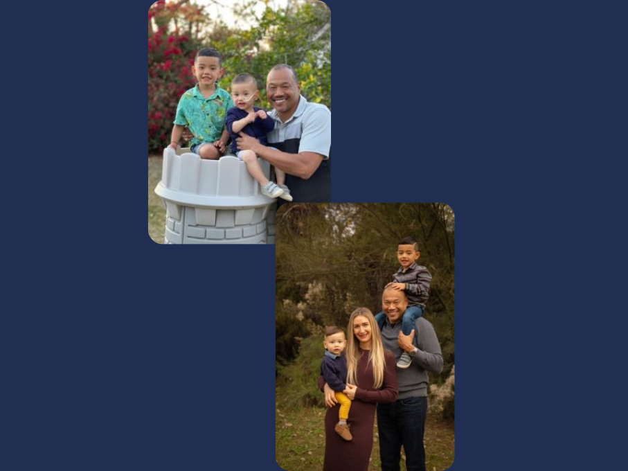 Double image of family