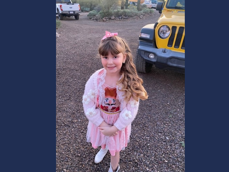 Girl in pink dress