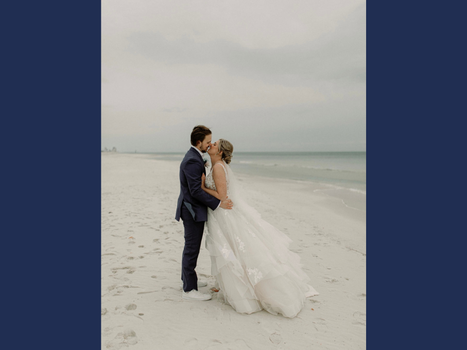 Bride and groom on the beach