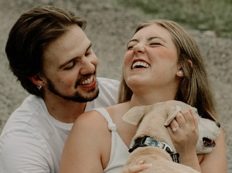 Couple and dog
