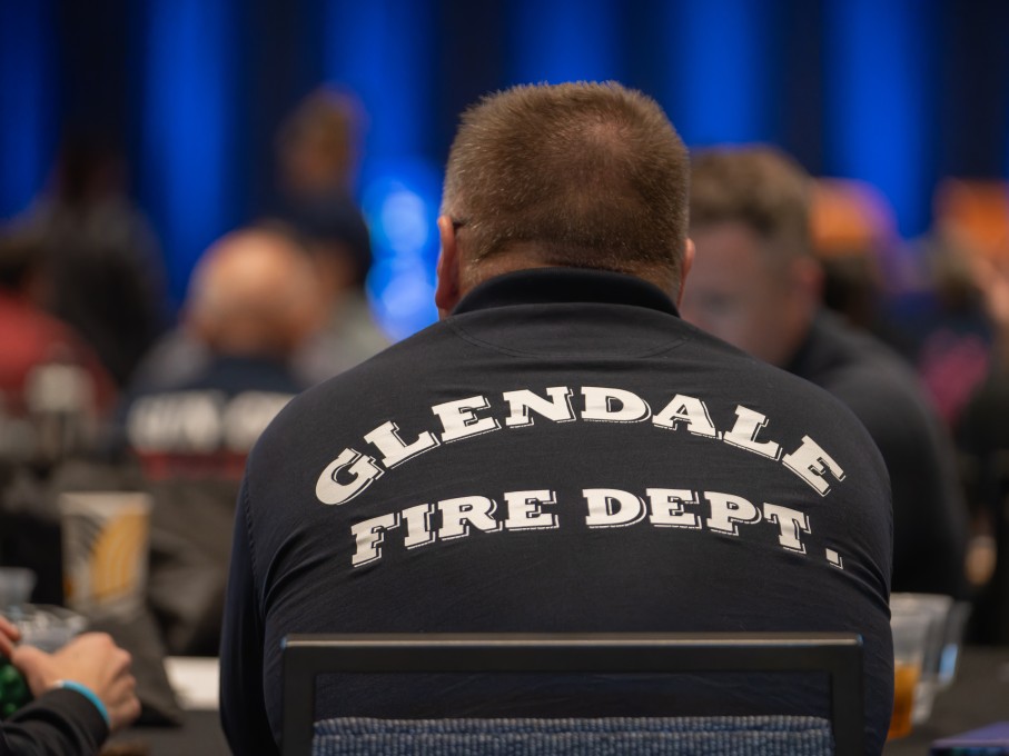 The back of a firefighter
