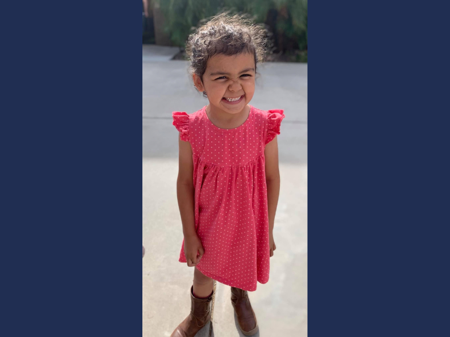 Girl in pink dress