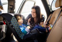 Child in rear-facing car seat