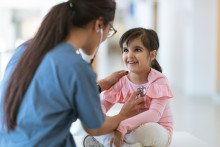 Young girl getting her heart checked